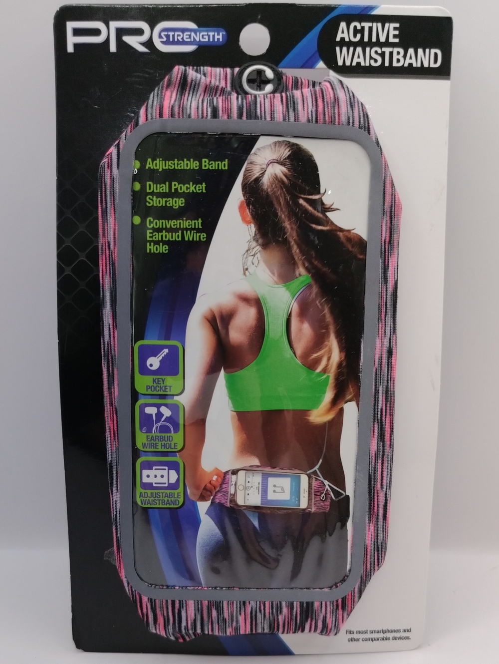 Pro Strength Active Waistband Mini Bag Storage For Phone, Key, Pink Black OSFM